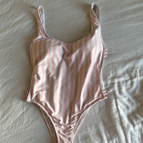 Kenny Flowers Pink and White Striped One Piece Swimsuit - Picture 4 of 12